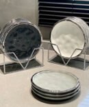 Scandinavian Style Spit Bone Plate with Silver Rim