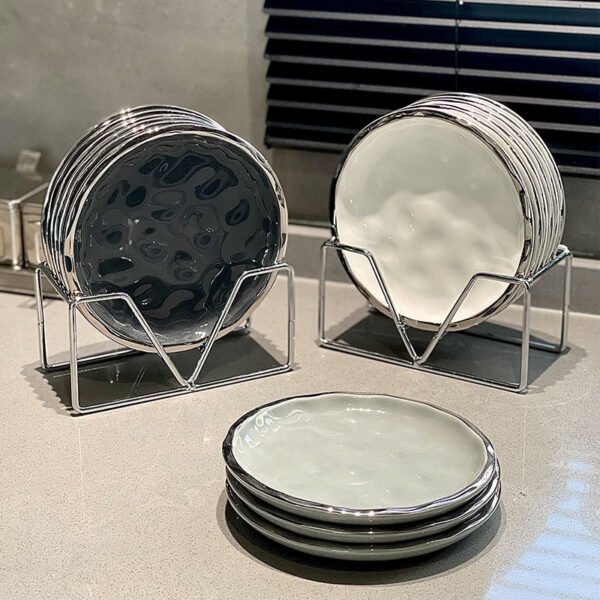 Scandinavian Style Spit Bone Plate with Silver Rim