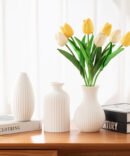 White Frosted Stripe Vase
